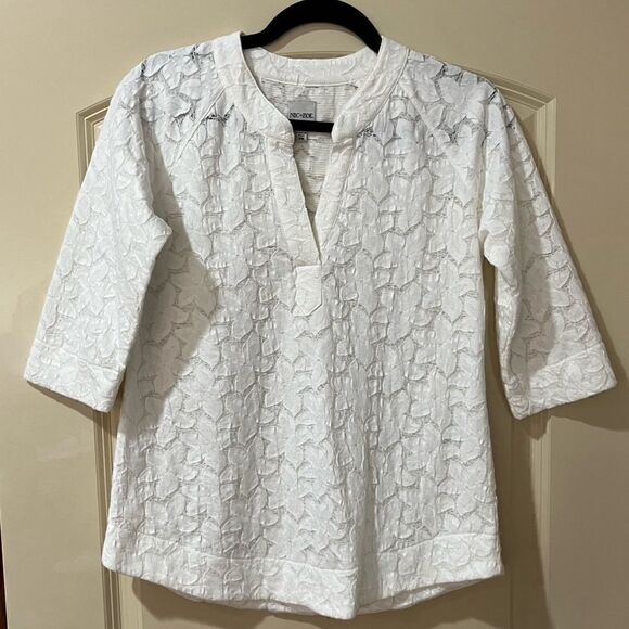 NIC+ZOE Petal Lace Top Paper White Women’s Size PP (0P/2P) - Picture 5 of 10